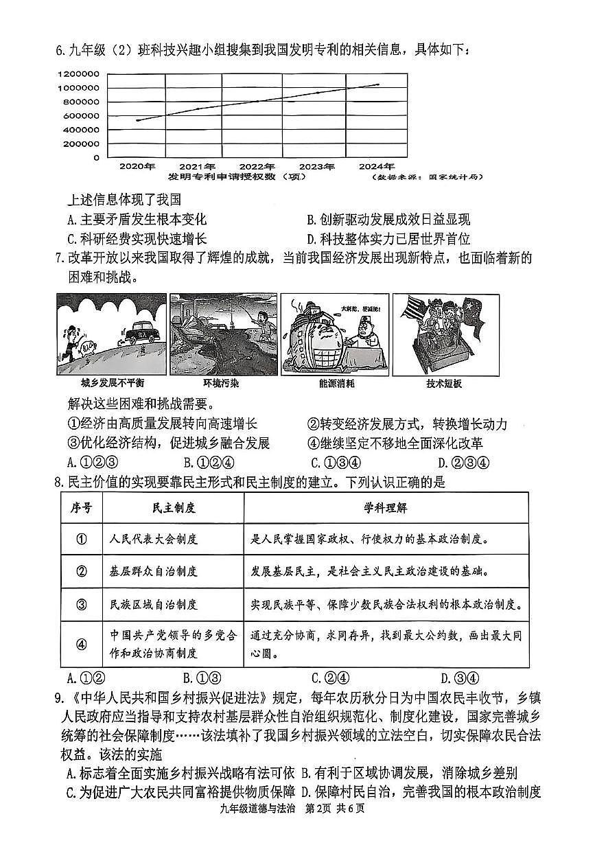 广东省江门市鹤山市2025-2026学年九年级上学期期中道德与法治试卷第2页