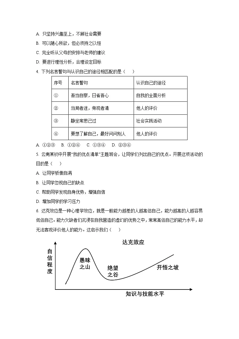 云南省文山州砚山县2025-2026学年七年级上学期期中道德与法治试卷（学生版）第2页