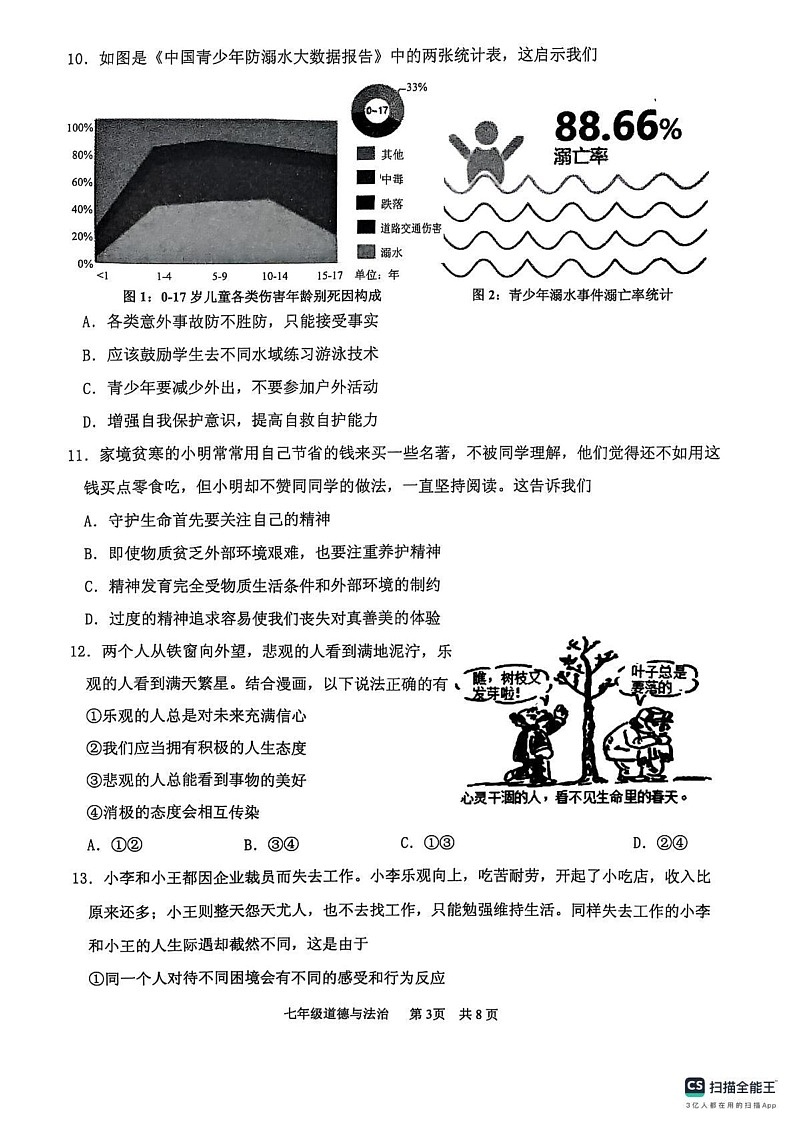 山东省临沂市沂水县2024-2025学年七年级上学期期末考试道德与法治试题第3页