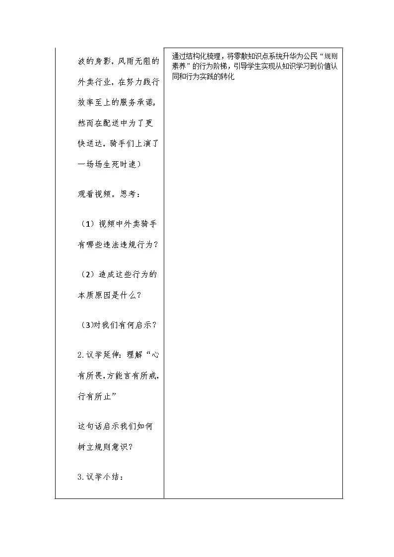 部编人教版初中道德与法治八年级上册4.1《遵守规则》议题式教学设计第3页