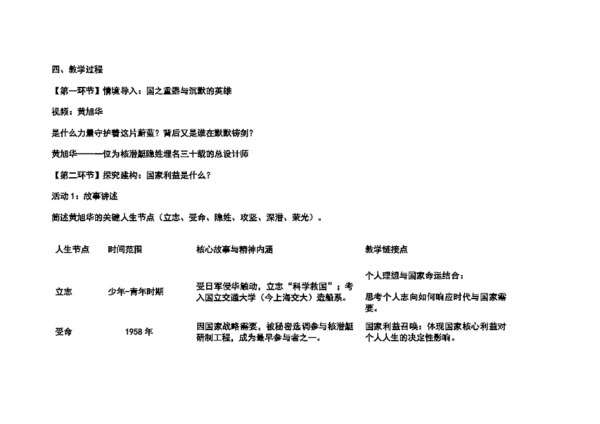 初中道德与法治课程八年级上册第四单元 8.2《坚持国家利益至上》大单元教学设计及反思第2页