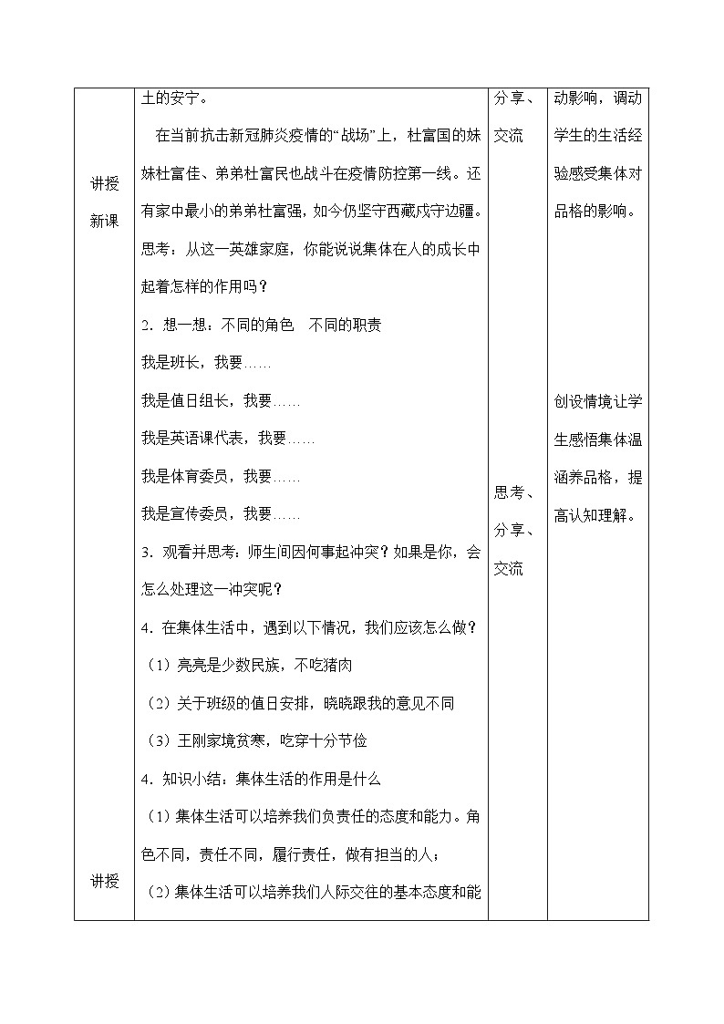 人教版部编初中道法七下3-6-2《集体生活成就我》教案第2页