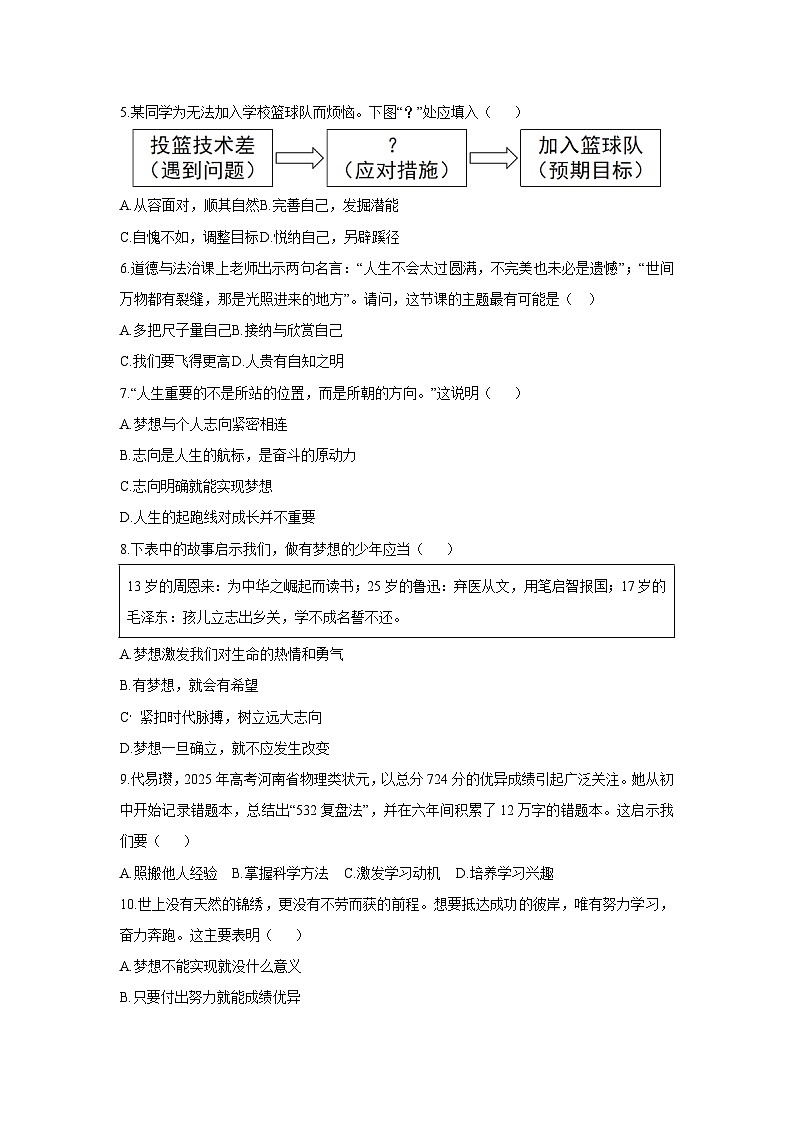 广东省茂名市高州市校联考2025-2026学年七年级上学期11月期中道德与法治试卷（学生版）第2页