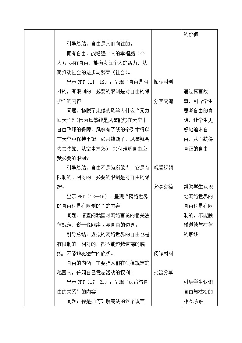 人教版部编初中道法八下4-7-1《自由平等的真谛》 教案第2页