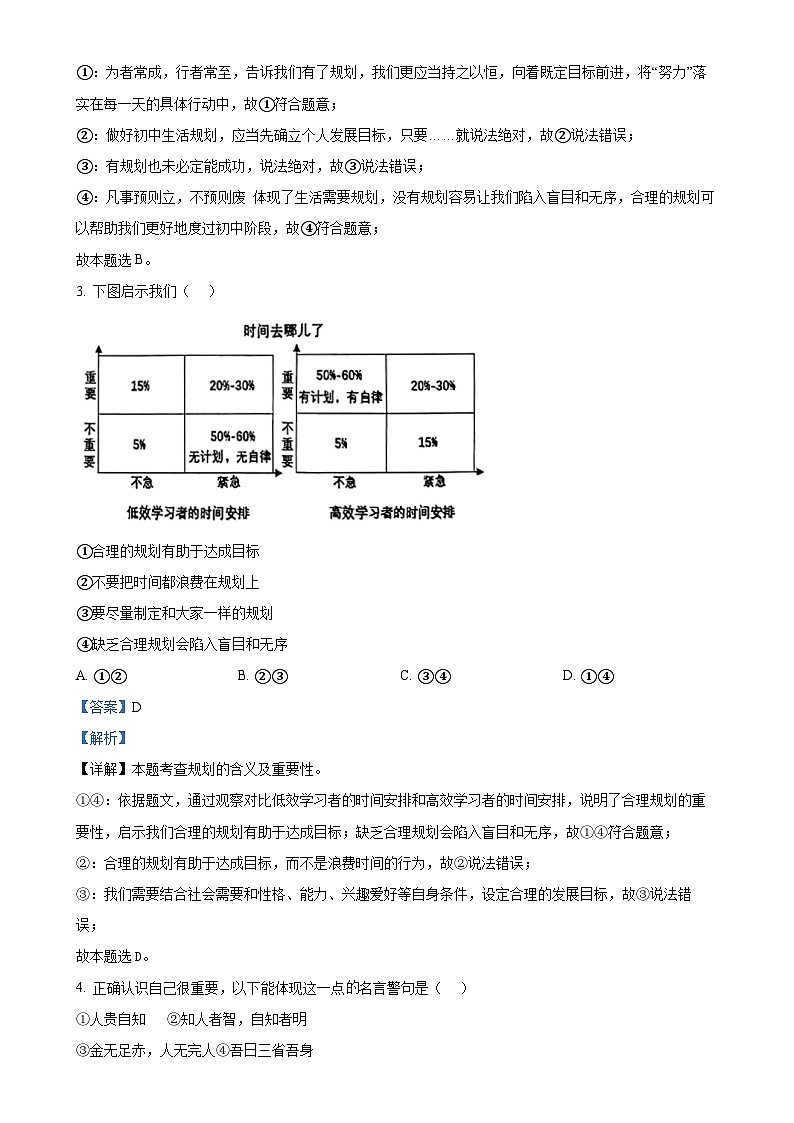 福建省龙岩市新罗区七年级上学期期中道德与法治试题（解析版）-A4第2页