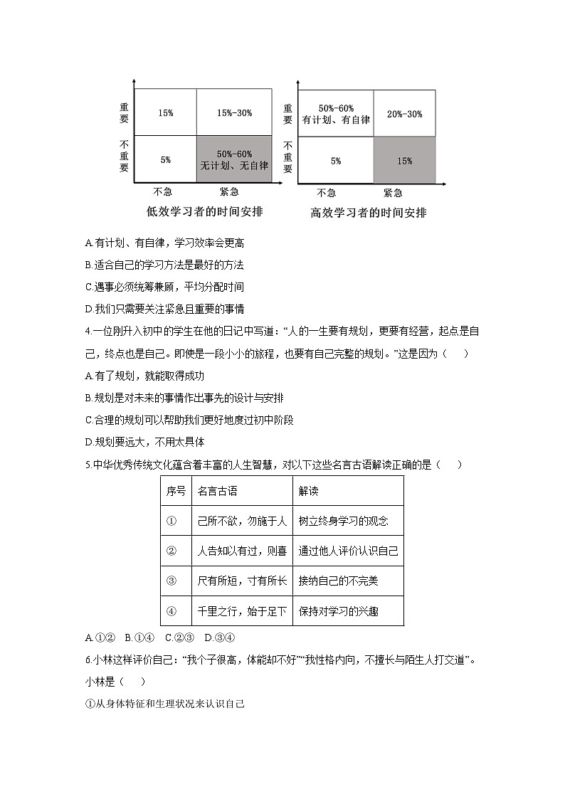 山东省济南市槐荫区2025-2026学年七年级上学期期中考试道德与法治试卷（学生版）第2页