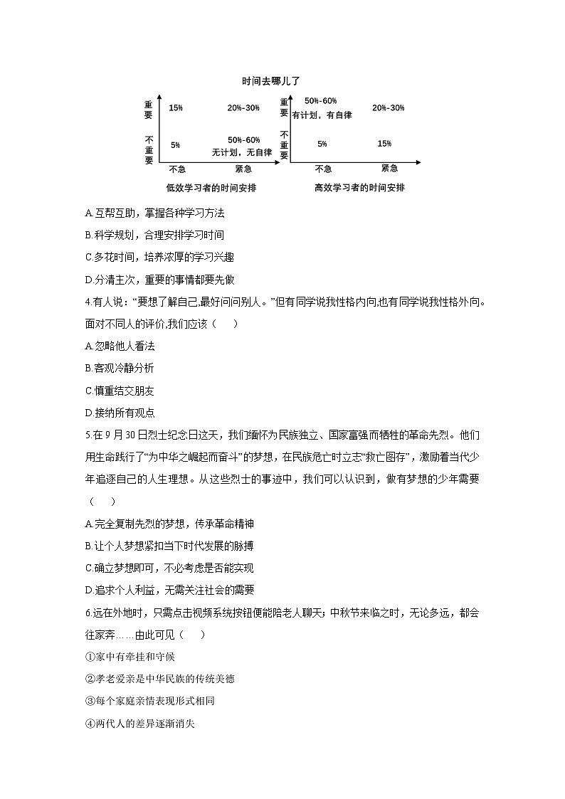 2025-2026学年山东省济宁市金乡县七年级上学期11月期中道德与法治试卷（学生版）第2页
