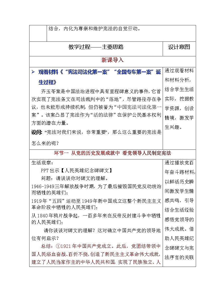 1.1党领导人民制定宪法（教学设计）2025-2026学年统编版 道德与法治 八年级下册第2页