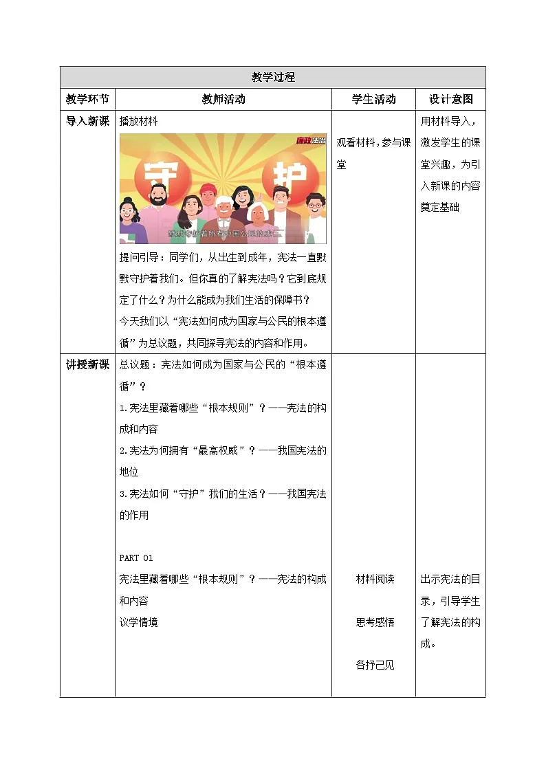 1.2 宪法的内容和作用（教学设计）2025-2026学年统编版 道德与法治 八年级下册第2页