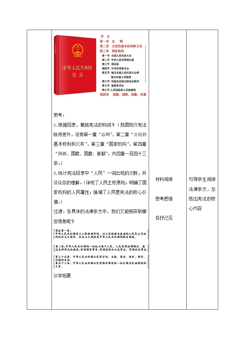 1.2 宪法的内容和作用（教学设计）2025-2026学年统编版 道德与法治 八年级下册第3页
