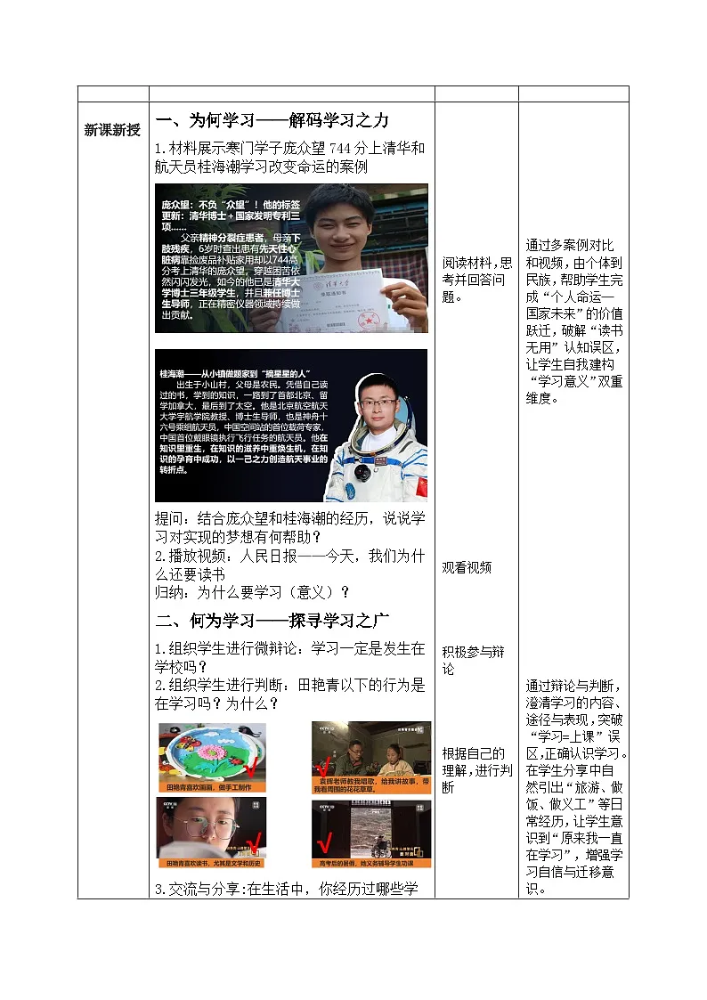 3.2学习成就梦想 (教学设计）道德与法治统编版2024七年级上册第2页