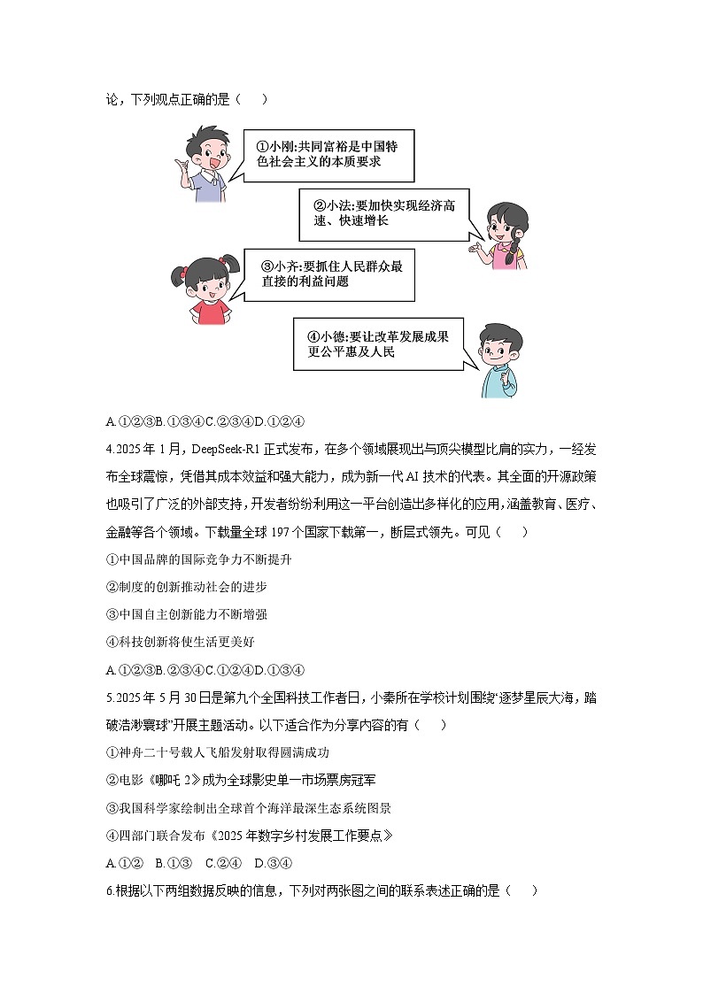 2025-2026学年山东省聊城市冠县九年级上学期11月期中道德与法治试卷（学生版）第2页