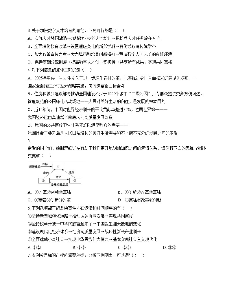 天津外国语大学附属外国语学校2025_2026学年九年级上学期12月阶段性检测道德与法治试卷（文字版，含答案）第2页
