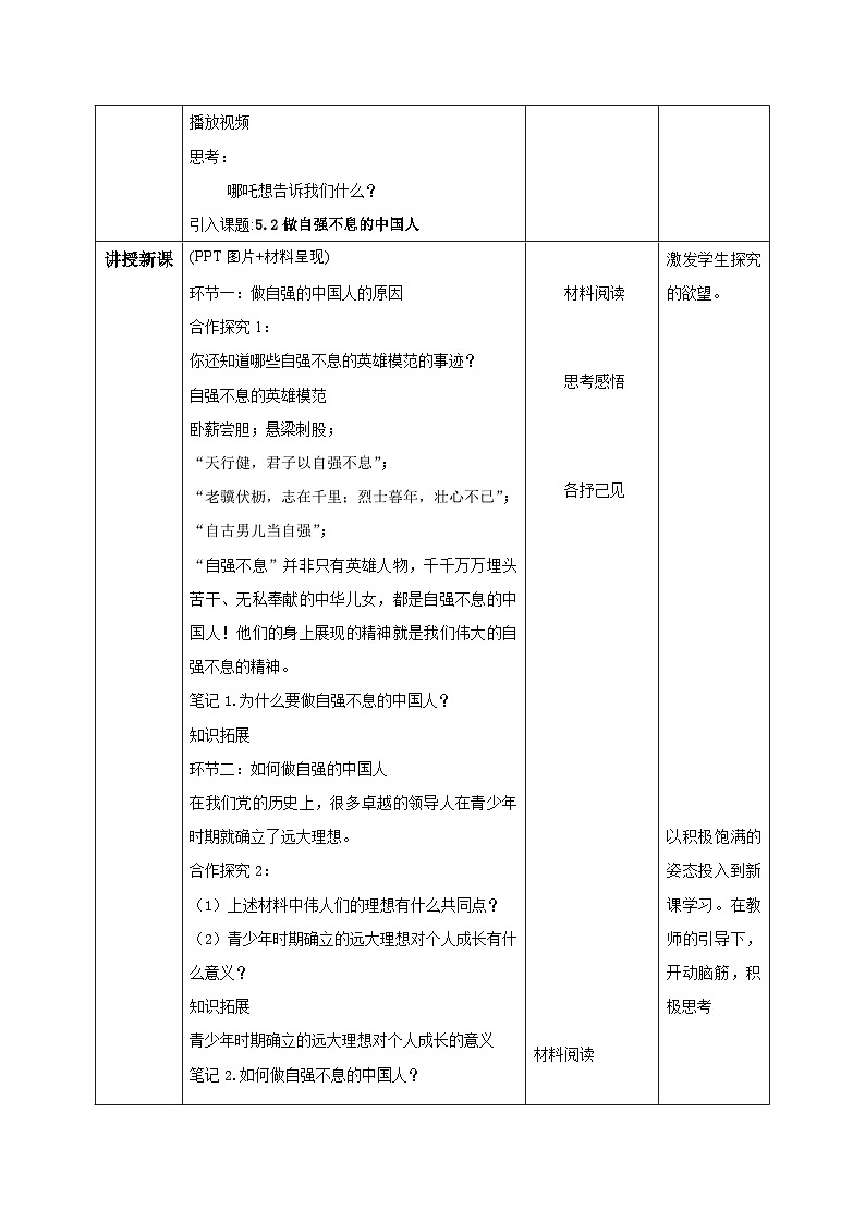 5.2做自强不息的中国人（教学设计）-初中道德与法治统编版（2024）七年级下册第2页