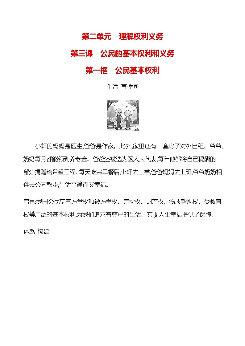 第二单元 第三课 第一框　公民基本权利 - 学生版第1页