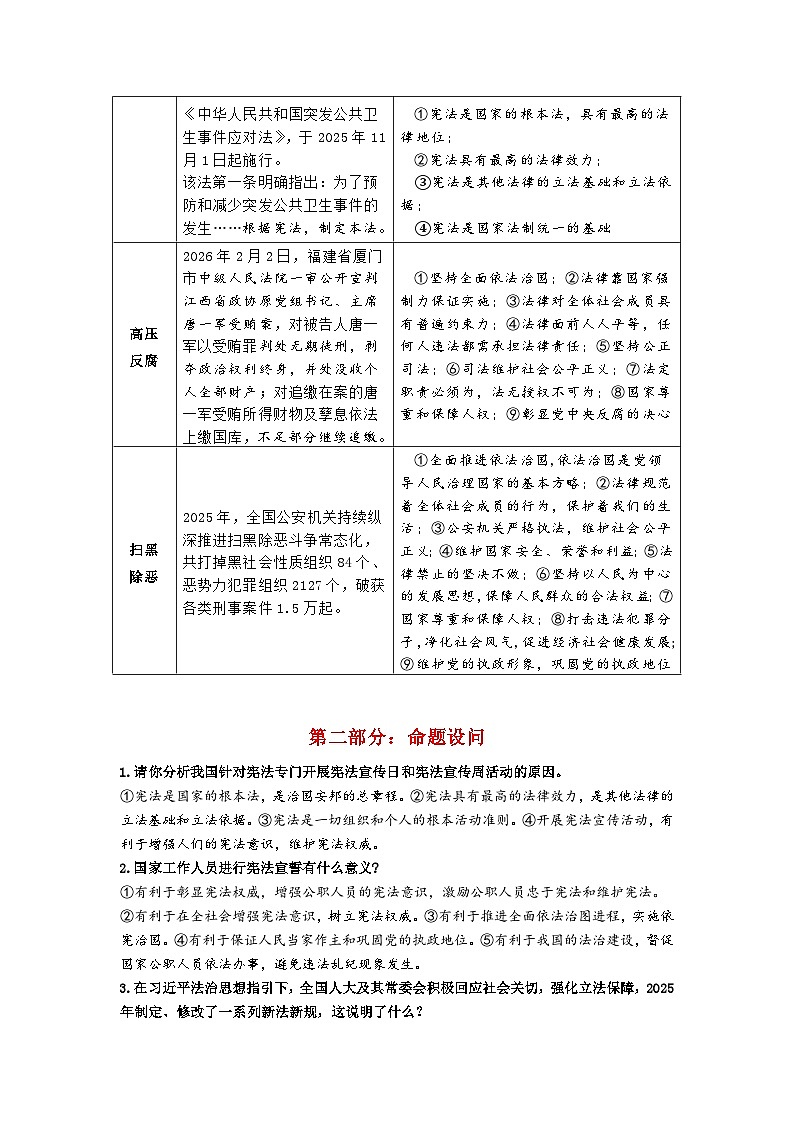2026年中考道德与法治二轮-热点复习讲义-全面依法治国 建设法治中国第3页