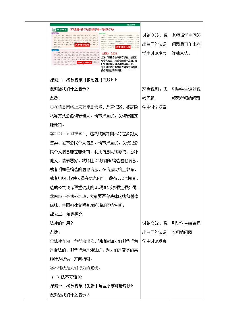 11.1《法不可违》教案表格式 2025-2026学年统编版道德与法治七年级下册第2页