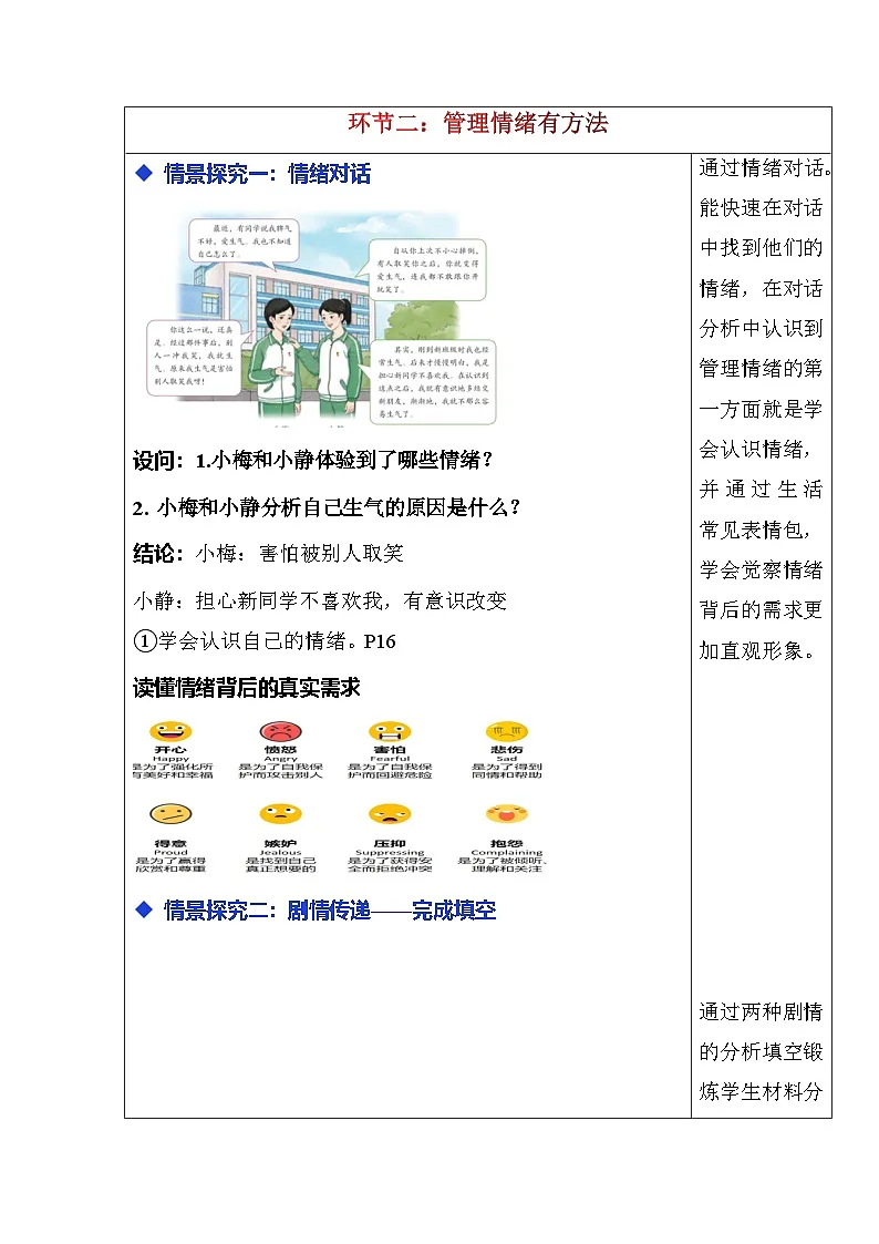 2.2 学会管理情绪（教学设计） 2025-2026学年统编版道德与法治七年级下册第3页