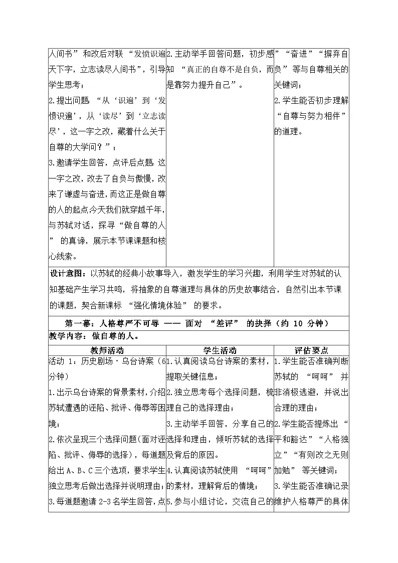 3.2 做自尊的人 教学设计 2025-2026学年统编版道德与法治七年级下册第2页