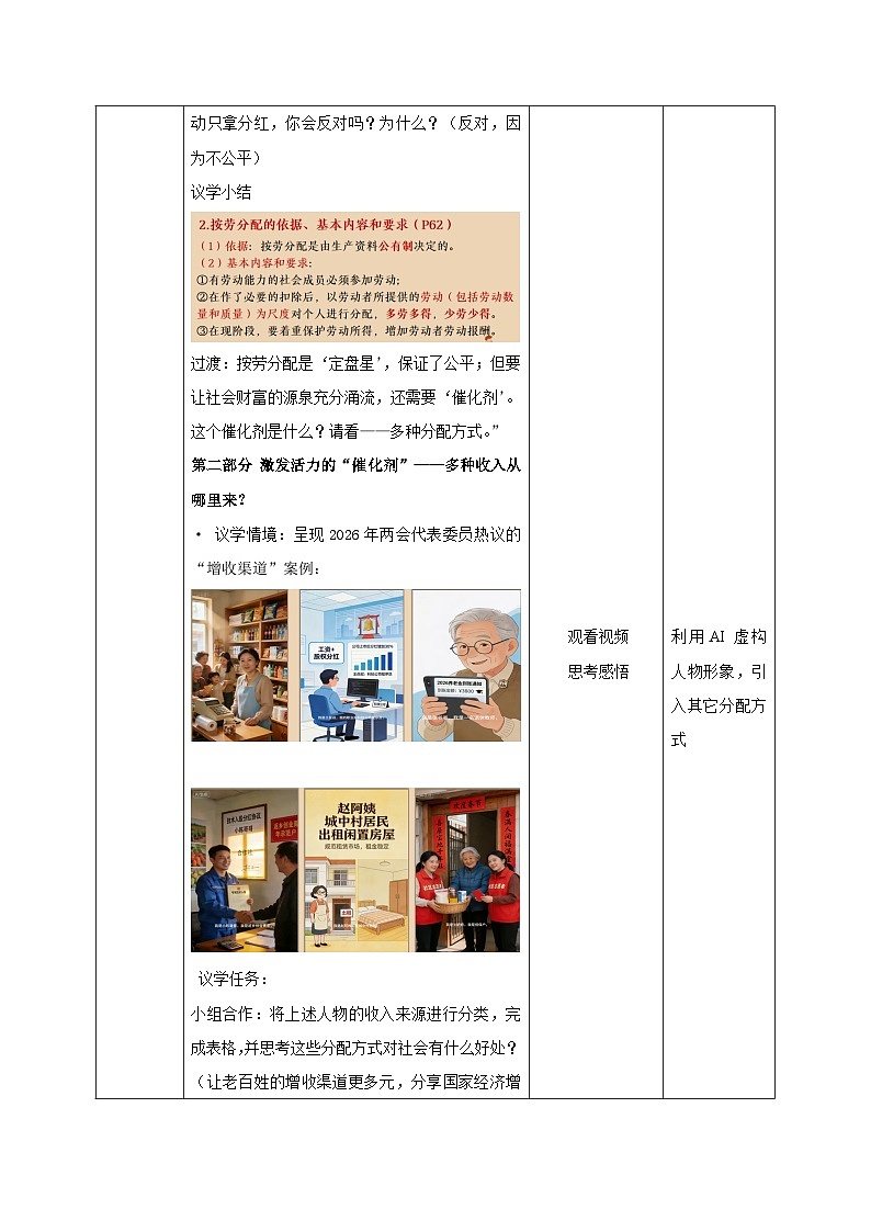 6.2 按劳分配为主体、多种分配方式并存（教学设计） 2025-2026学年统编版道德与法治八年级下册第3页