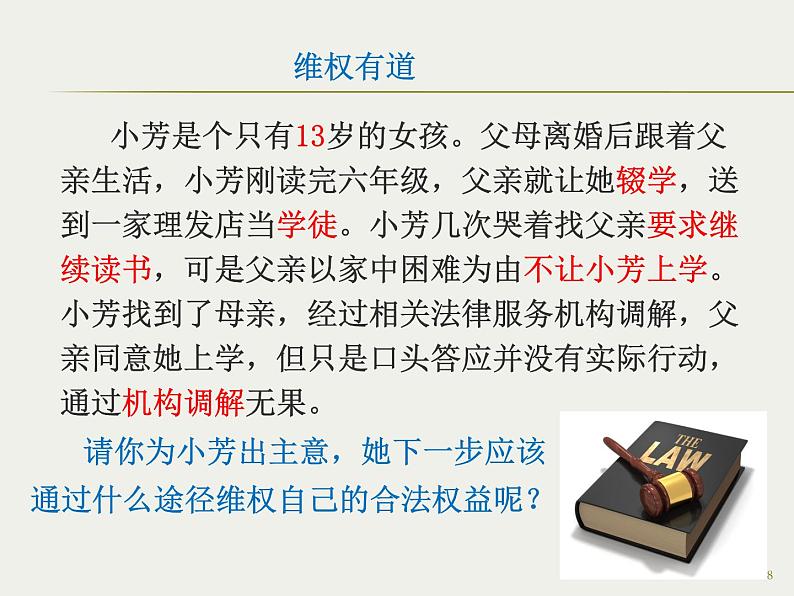 人教版道德与法治八年级上册 5.3 善用法律 (共25张PPT)课件08