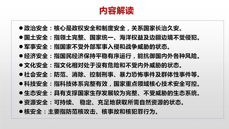 2020年秋季人教版八年级上册道德与法治9.1认识总体国家安全观 课件第7页