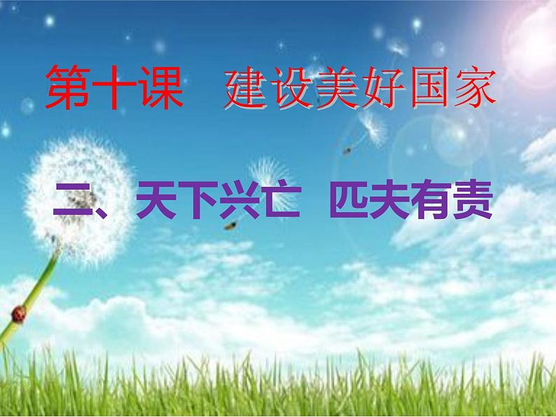 八年级上册（道德与法治）第四单元 维护国家利益 10.2天下兴亡，匹夫有责课件第1页