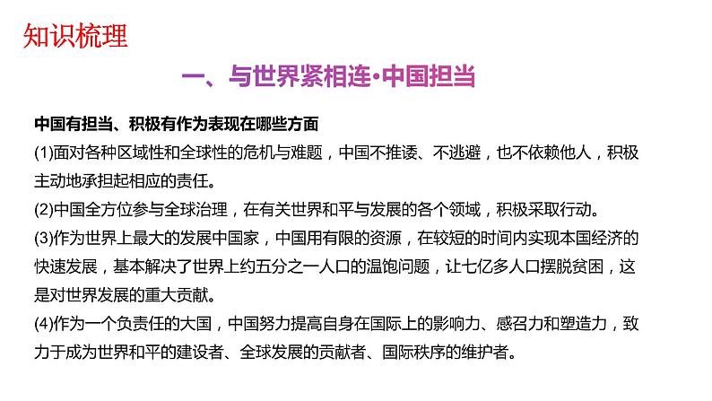 人教部编版道德与法治九年级下册：第二单元《世界舞台上的中国》复习课件07