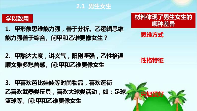 人教版道德与法治七年级下册 2.1 男生女生 课件第8页