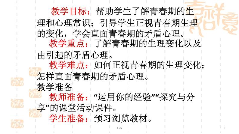 人教版七年级下册道德与法治1.1悄悄变化的我课件第3页