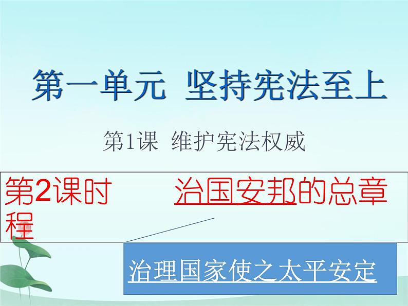 部编版八年级道德与法治下册1.2 治国安邦的总章程课件第1页