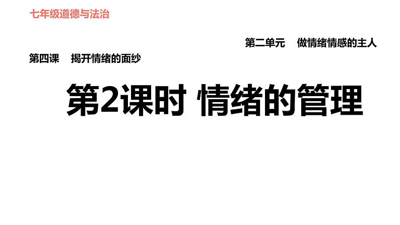 2020-2021学年人教版七年级道德与法治下册 4.2  情绪的管理 复习课件第1页