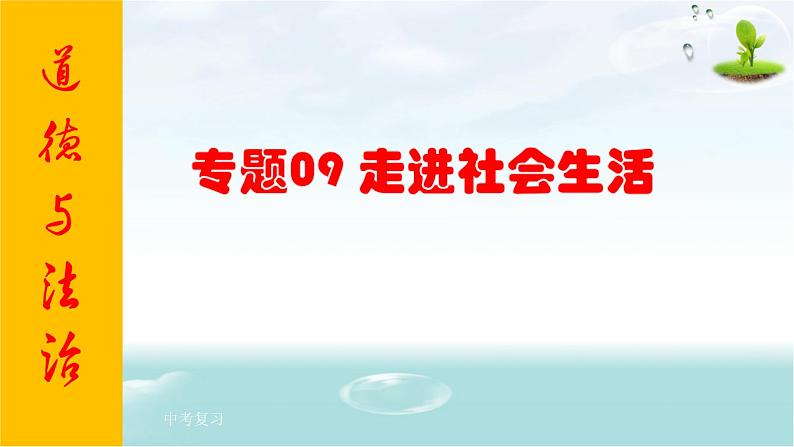 2021年中考九年级道德与法治专题09 走进社会生活 复习课件01