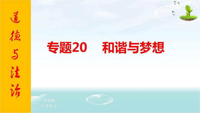 2021年中考九年级道德与法治专题20 和谐与梦想 复习课件01