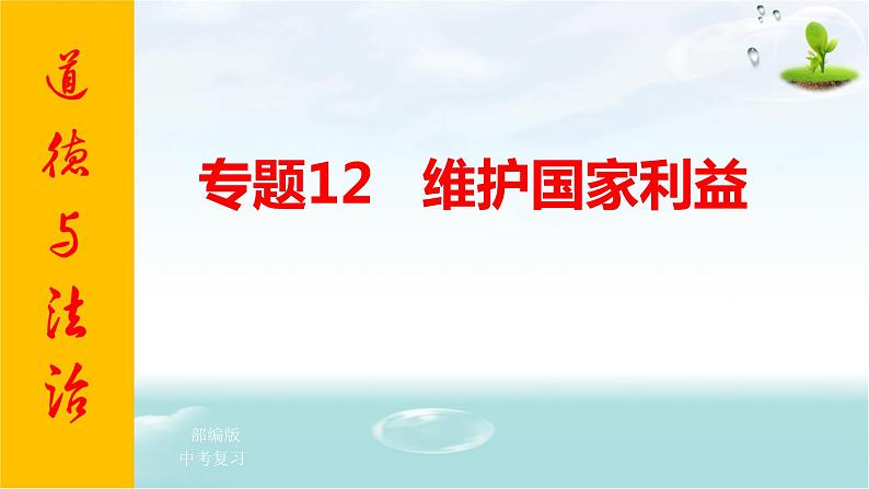 2021年中考九年级道德与法治专题12 维护国家利益 复习课件01