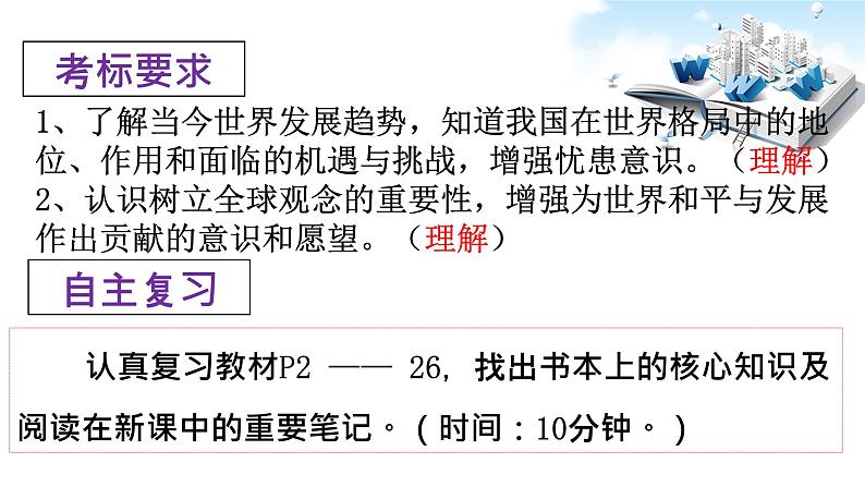 2021年中考九年级道德与法治专题21 我们共同的世界 复习课件04