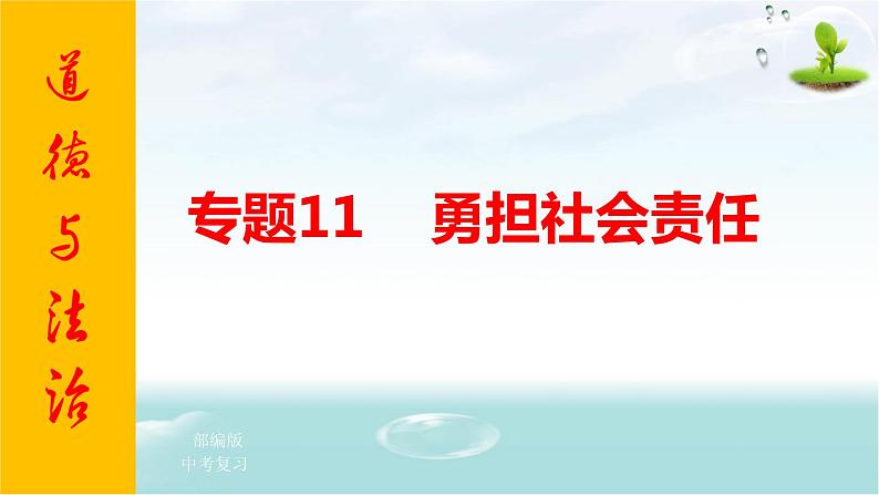 2021年中考九年级道德与法治专题11 勇担社会责任 复习课件01