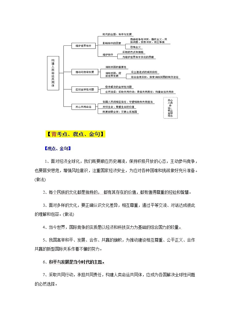 专题06  中考道德与法治靠前必背核心考点（九年级下册）02