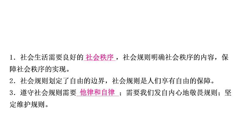 2021年四川中考道德与法治一轮考点梳理课件 八年级上册第二单元 遵守社会规则课件08