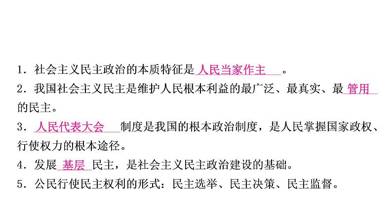 2021年四川中考道德与法治一轮考点梳理课件 九年级上册第二单元　民主与法治课件07