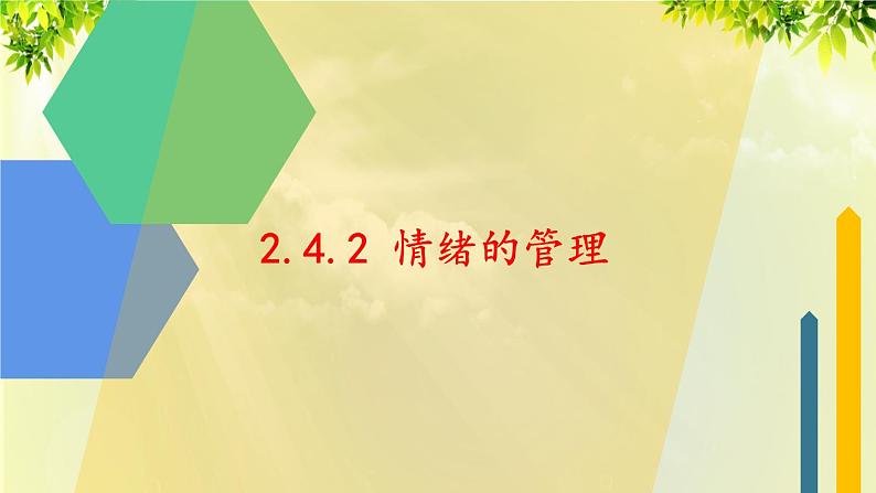 部编版七年级下册道法 2.4.2 情绪的管理课件01