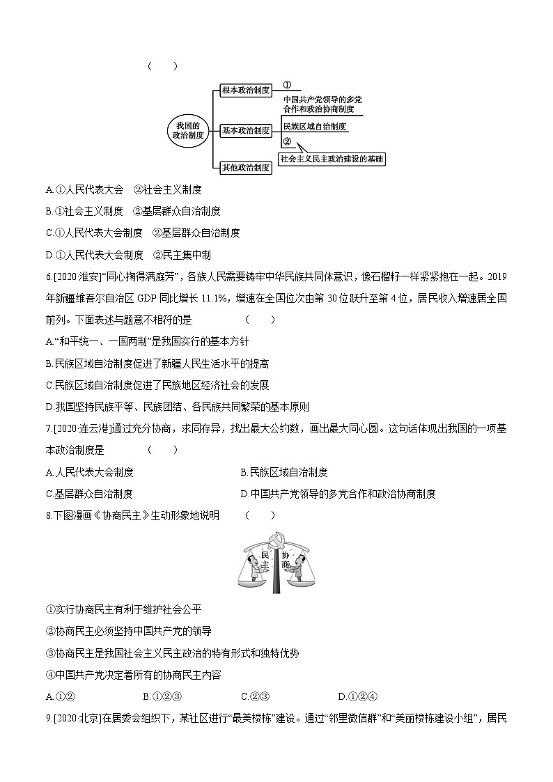 2021年中考道德与法治一轮复习课时训练 八年级下册第三单元 人民当家作主（含答案）第2页