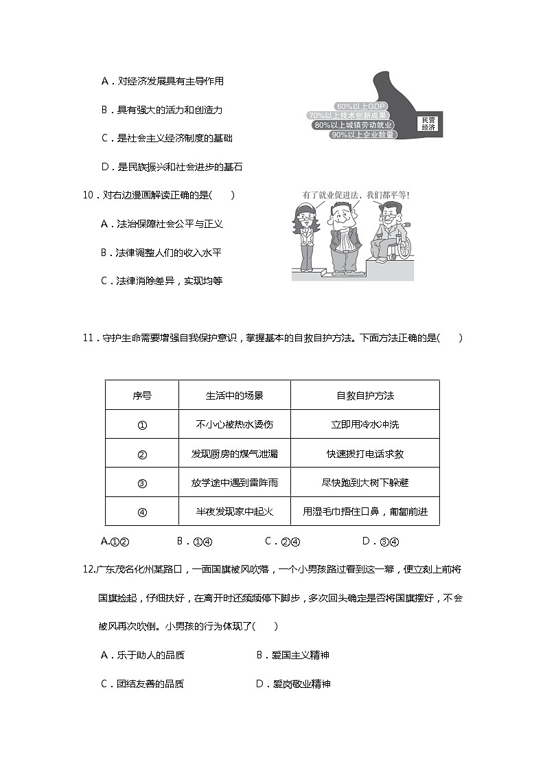 2021年山东省曹县实验中学中考道德与法治模拟试题六（word版 含答案）03