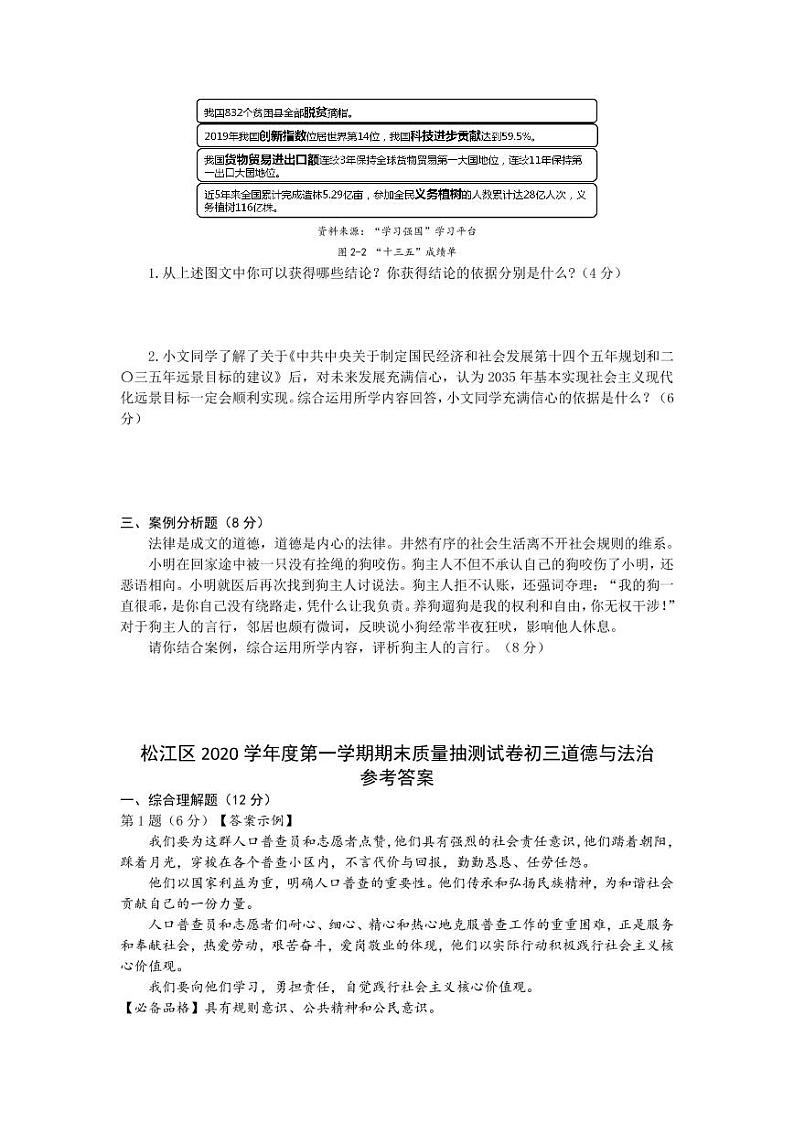 2021年松江区九年级道德与法治一模卷(含答案)02