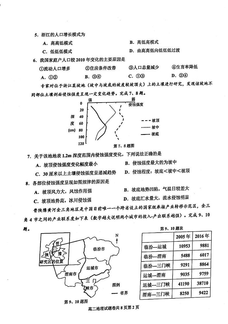 2020-2021学年浙江省嘉兴市高二下学期期末检测地理试题 PDF版02