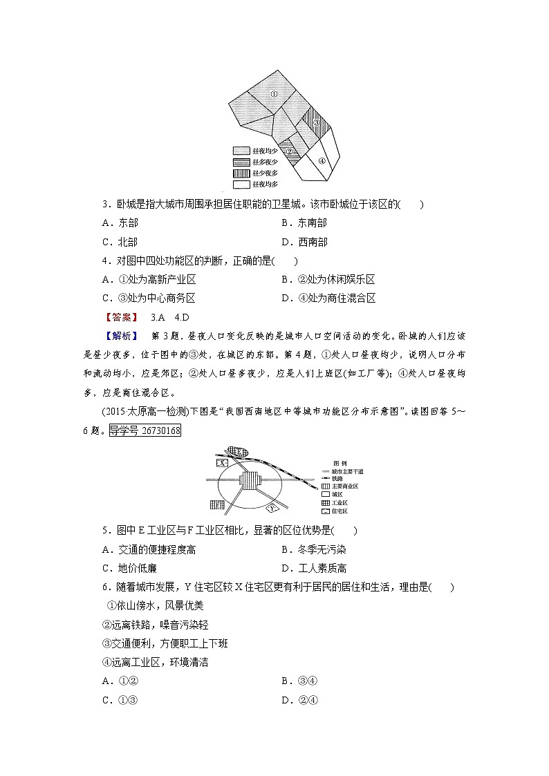 2016-2017学年高一地理人教版必修2练习：第二章 城市与城市化 综合测试题 Word版含解析02