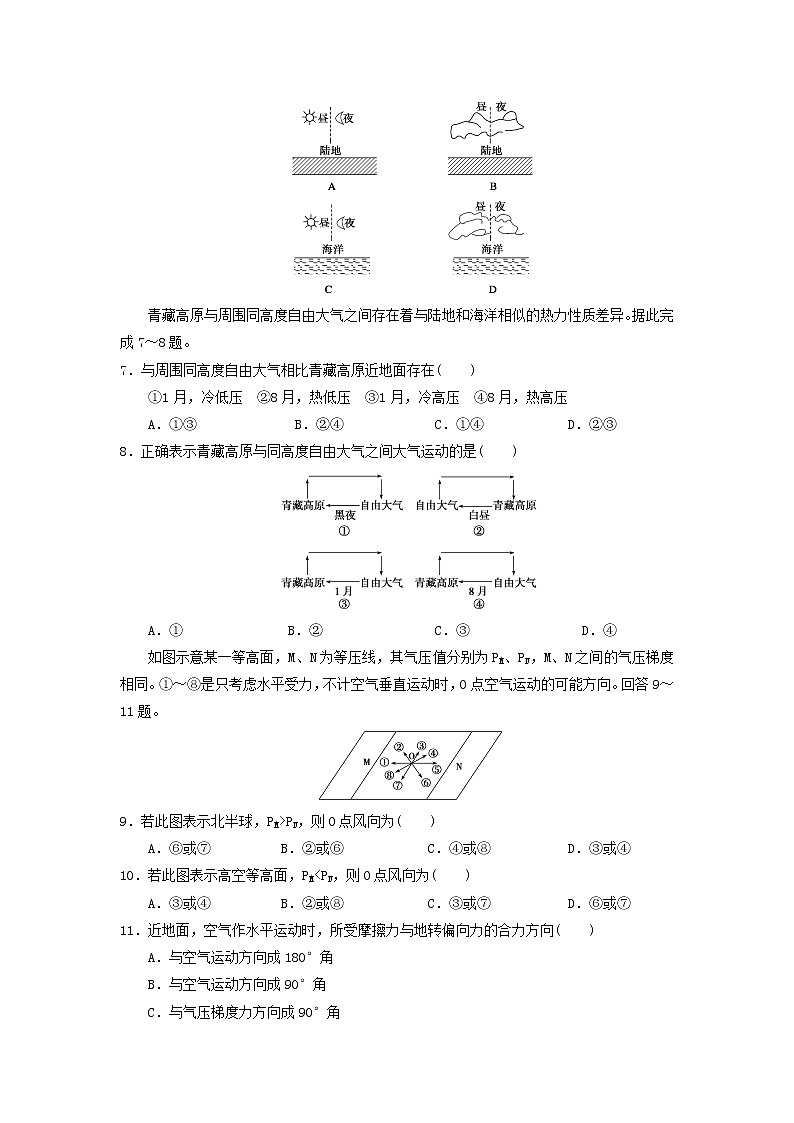 高中地理必修一同步练习：2.1《冷热不均引起大气运动》2 Word版含答案02