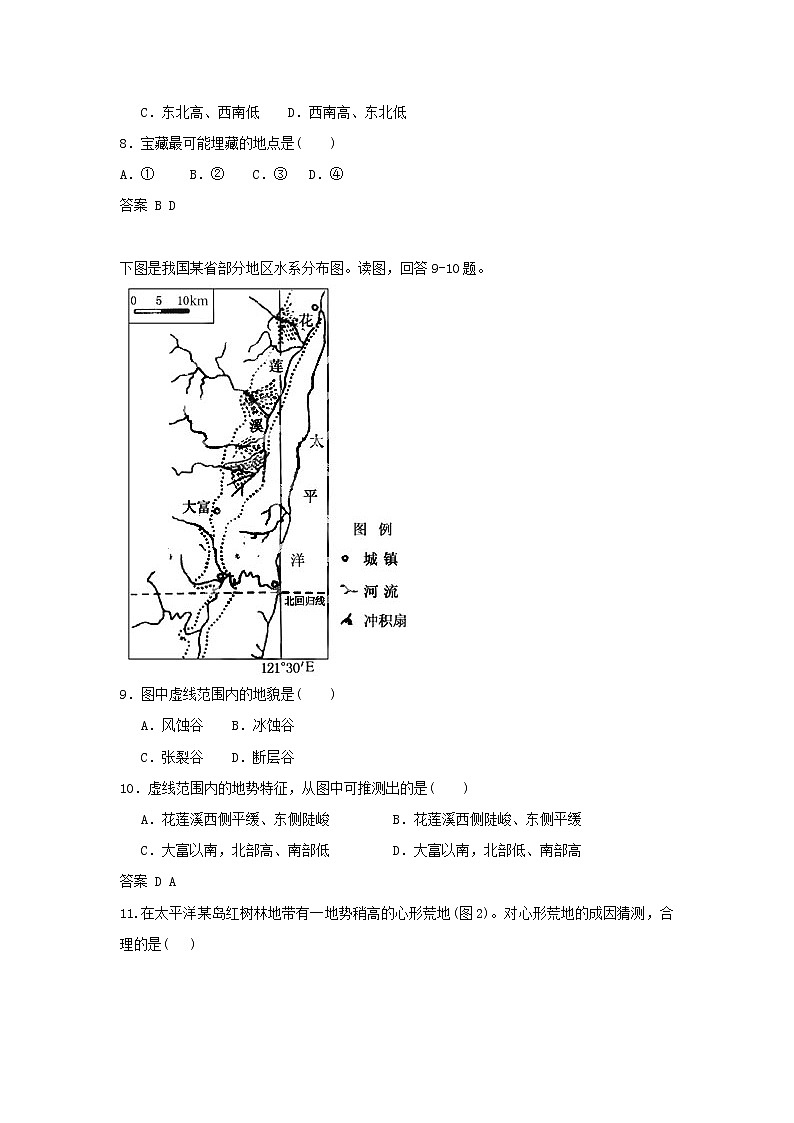 高中地理必修一同步练习：4.1《营造地表形态的力量》5 Word版含答案03