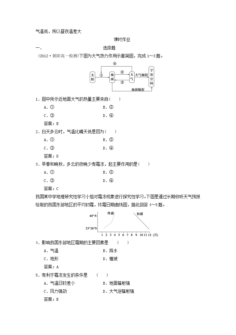 高中地理必修一同步练习：2.1《冷热不均引起大气运动》6 Word版含答案03