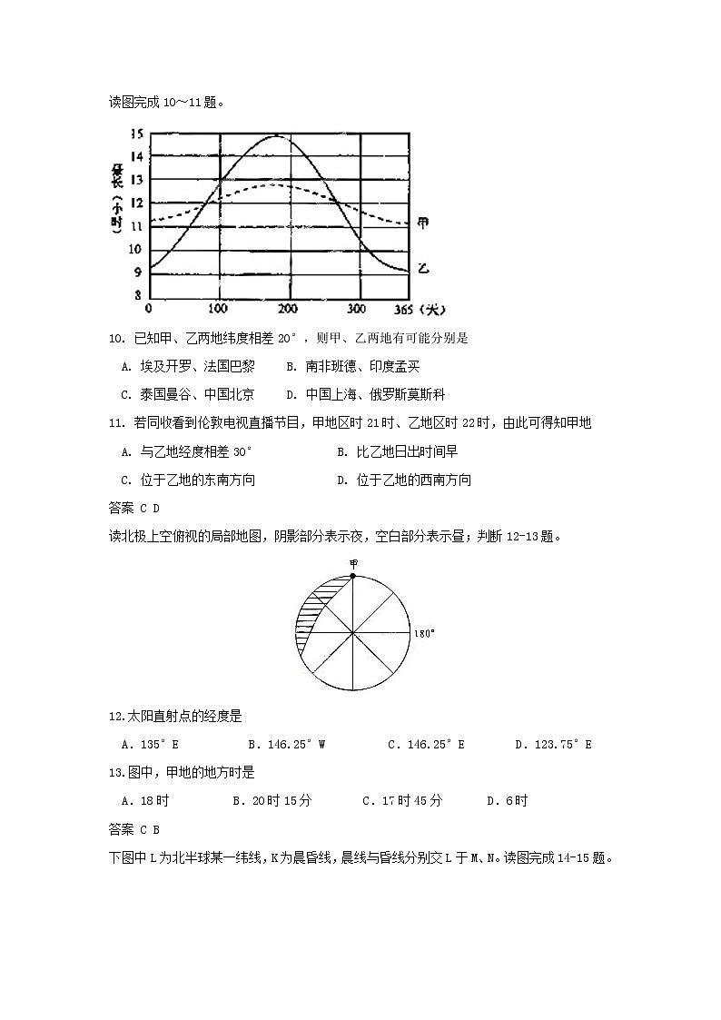 高中地理必修一同步练习：1.3《地球的运动》3 Word版含答案03